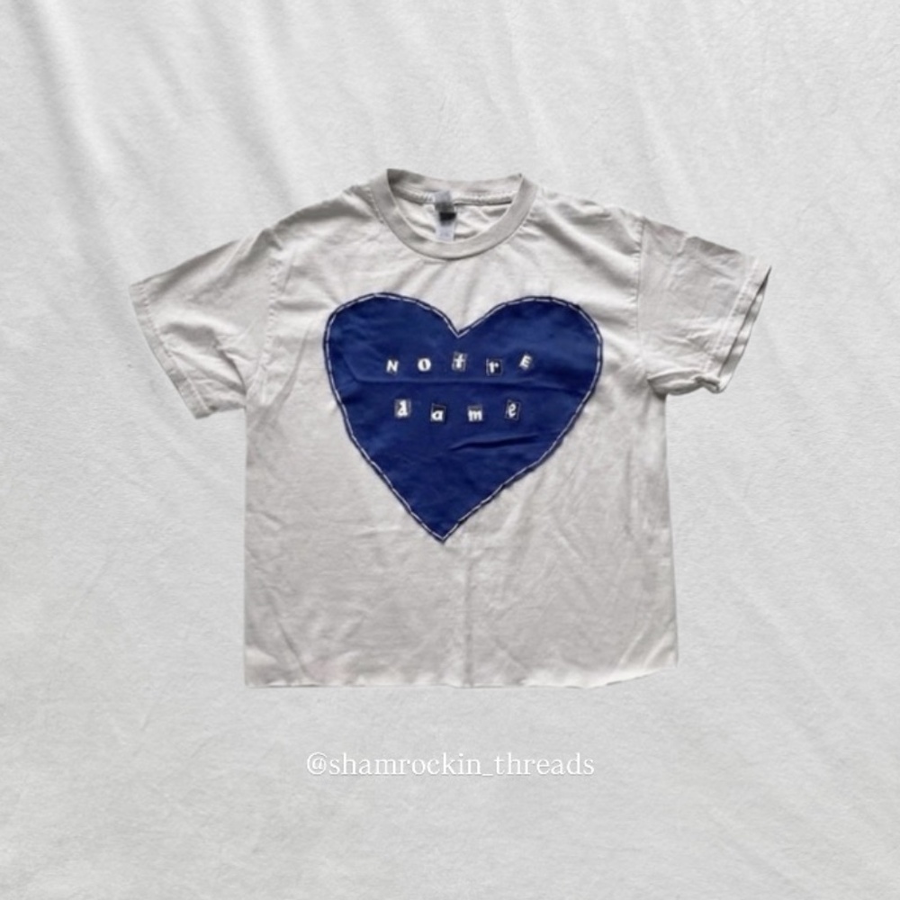 Patchwork Blue and White Short Sleeve Tee